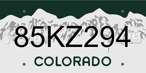 85KZ294 Colorado License Plate