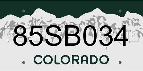85SB034 Colorado License Plate