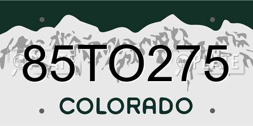 85TO275 Colorado License Plate