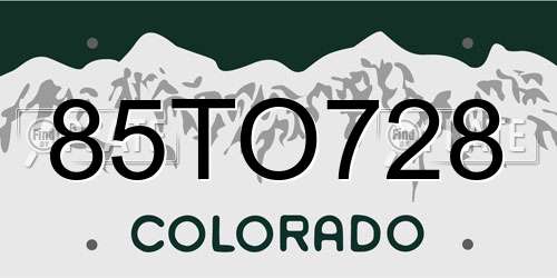 85TO728 Colorado License Plate