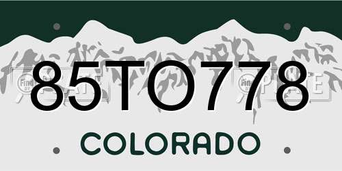 85TO778 Colorado License Plate