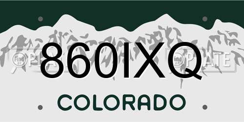 860IXQ Colorado License Plate