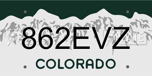 862EVZ Colorado License Plate