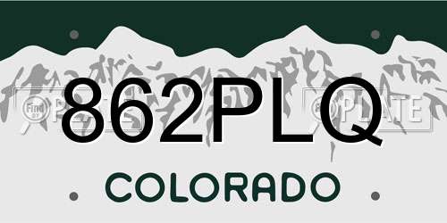 862PLQ Colorado License Plate