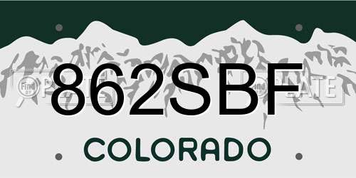 862SBF Colorado License Plate
