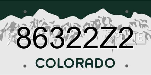 86322Z2 Colorado License Plate