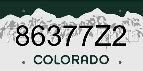 86377Z2 Colorado License Plate