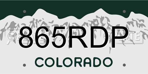 865RDP Colorado License Plate