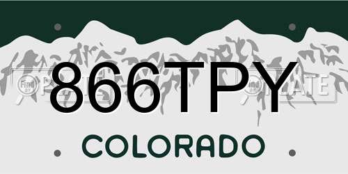 866TPY Colorado License Plate