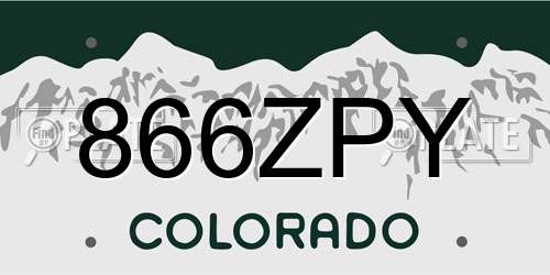 866ZPY Colorado License Plate