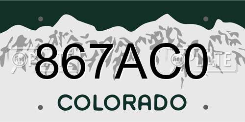 867AC0 Colorado License Plate