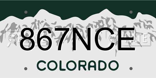 867NCE Colorado License Plate