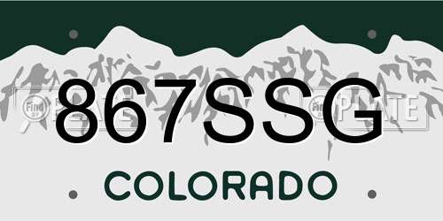 867SSG Colorado License Plate