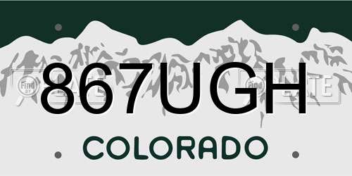 867UGH Colorado License Plate