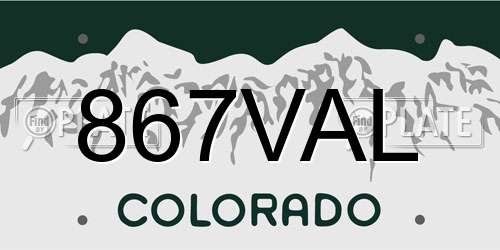 867VAL Colorado License Plate