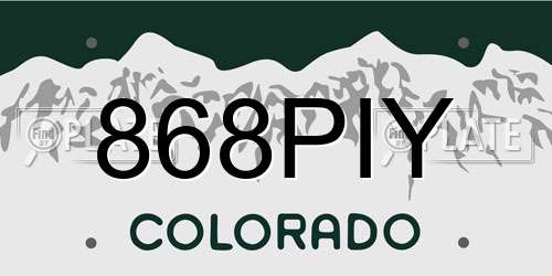 868PIY Colorado License Plate