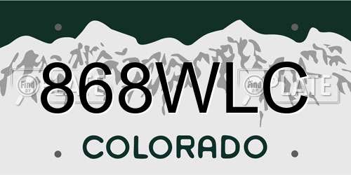 868WLC Colorado License Plate