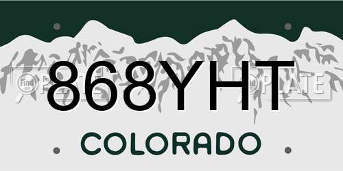 868YHT Colorado License Plate