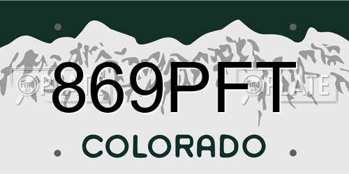 869PFT Colorado License Plate