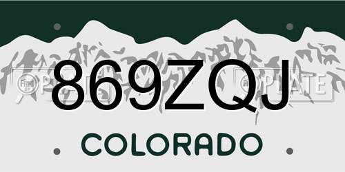 869ZQJ Colorado License Plate