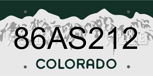 86AS212 Colorado License Plate