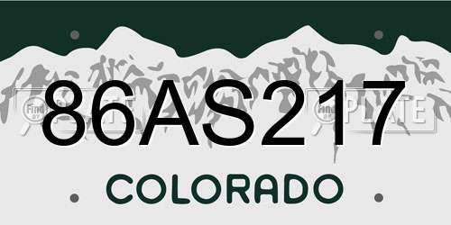 86AS217 Colorado License Plate