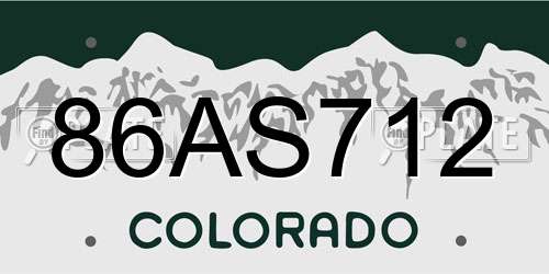 86AS712 Colorado License Plate