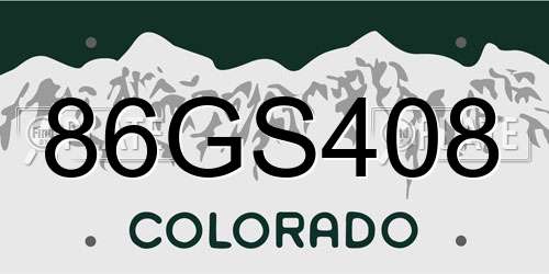 86GS408 Colorado License Plate