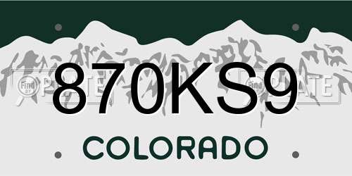 870KS9 Colorado License Plate