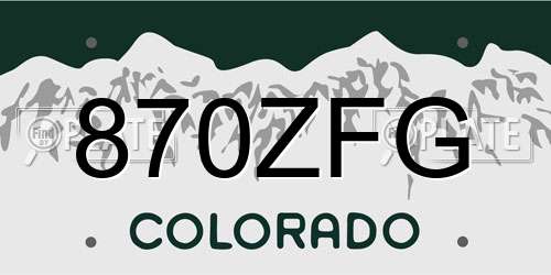 870ZFG Colorado License Plate