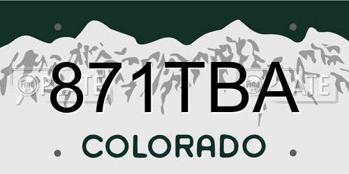 871TBA Colorado License Plate