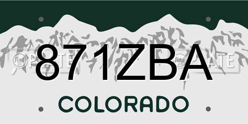 871ZBA Colorado License Plate