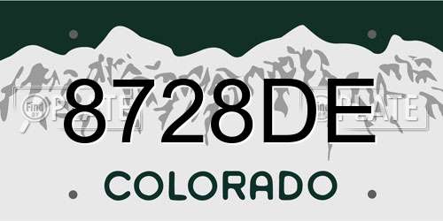 8728DE Colorado License Plate