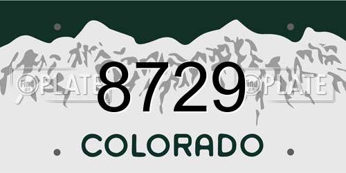 8729 Colorado License Plate