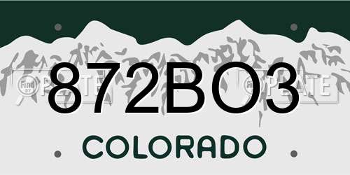 872BO3 Colorado License Plate