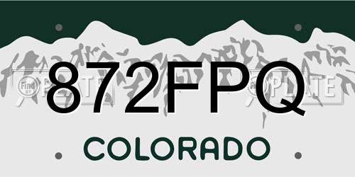 872FPQ Colorado License Plate