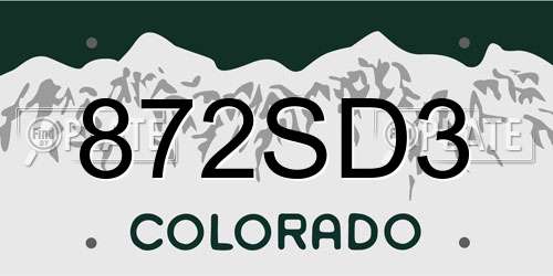 872SD3 Colorado License Plate