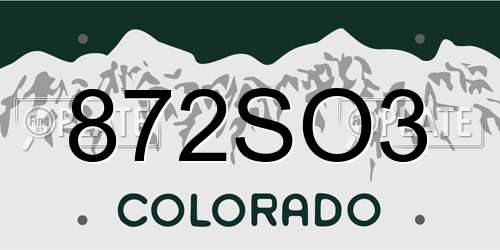872SO3 Colorado License Plate