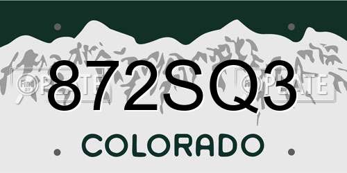872SQ3 Colorado License Plate