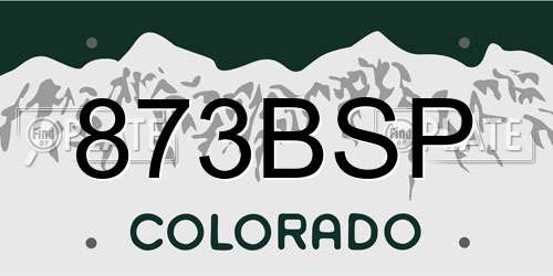 873BSP Colorado License Plate