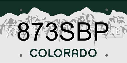 873SBP Colorado License Plate