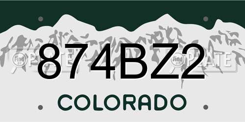 874BZ2 Colorado License Plate