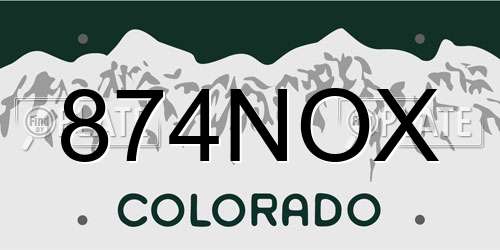 874NOX Colorado License Plate