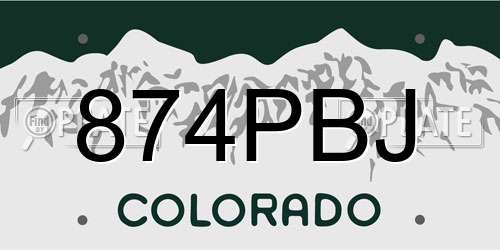 874PBJ Colorado License Plate