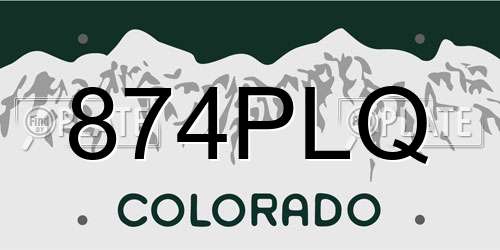 874PLQ Colorado License Plate