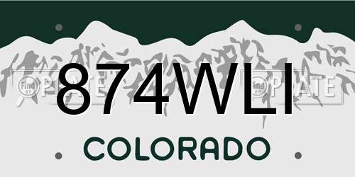 874WLI Colorado License Plate