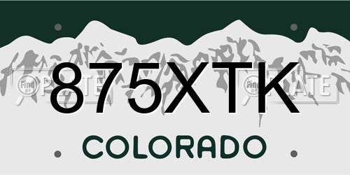 875XTK Colorado License Plate