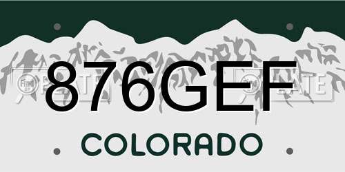 876GEF Colorado License Plate
