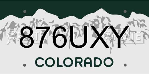 876UXY Colorado License Plate