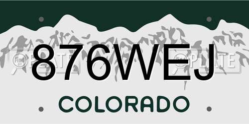 876WEJ Colorado License Plate
